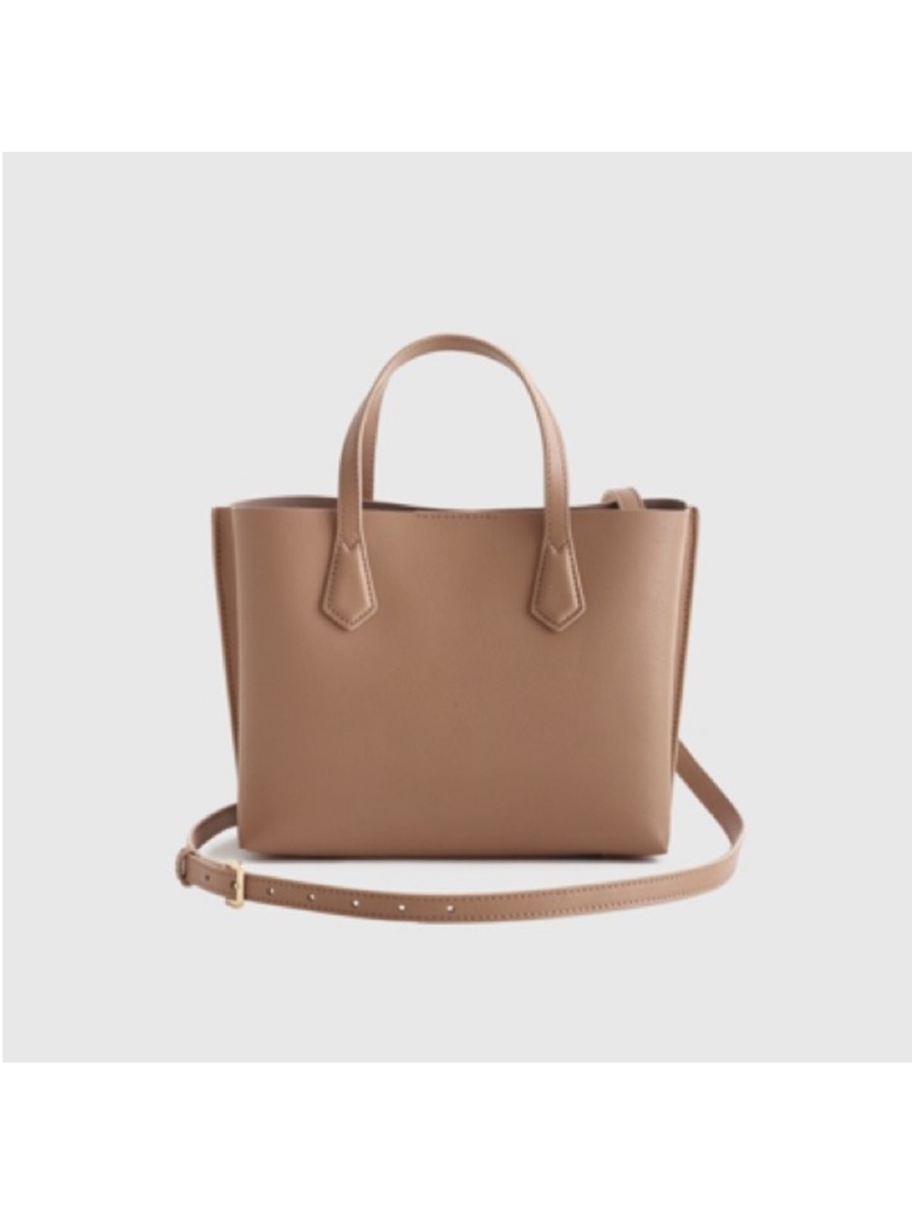 Quince Italian Leather Small Triple Compartment Tote in Cappuccino